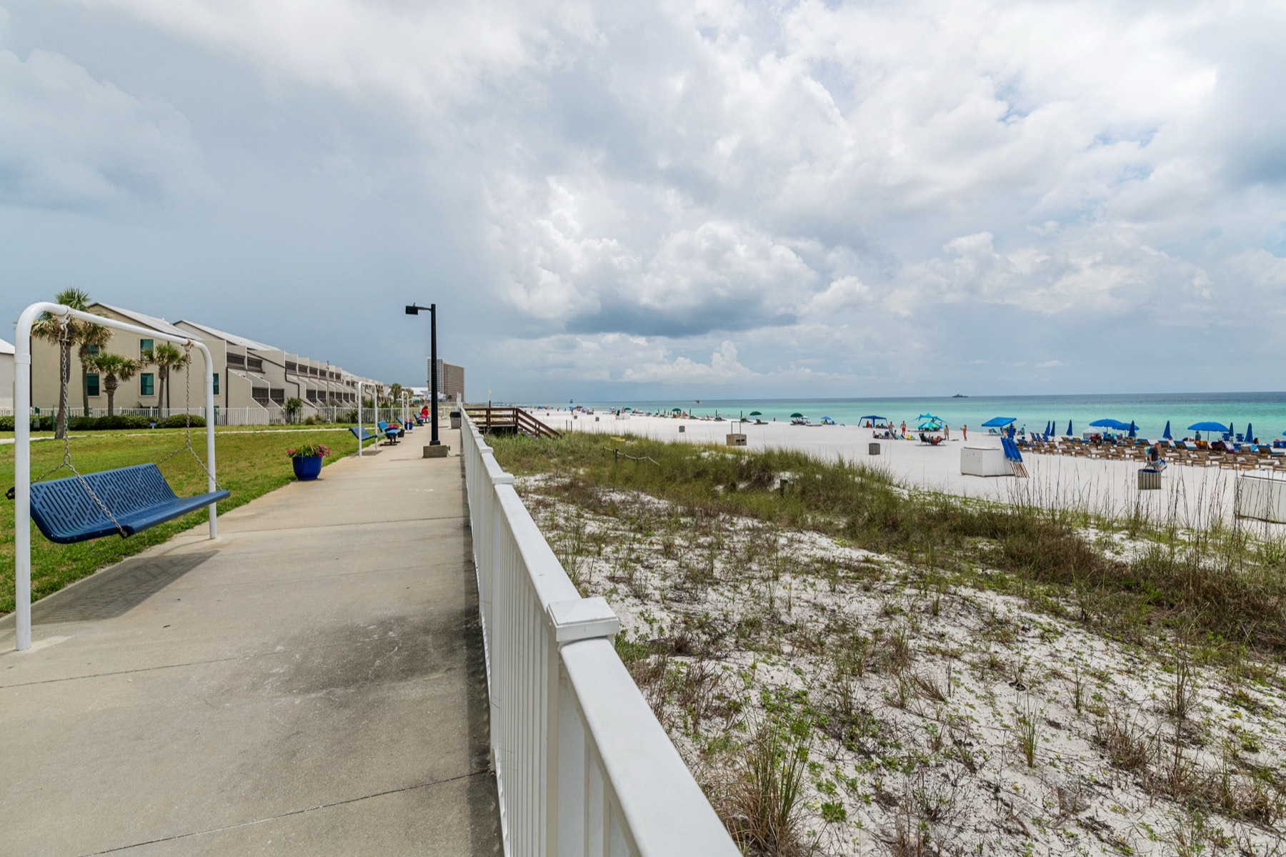 Sugar sand and the Gulf of Mexico from the beach walk at Panama City Beach